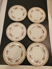 Noritake 5317 Somerset Set Of 6 Floral Gold Rim Bread Plates 6 1/4" Japan