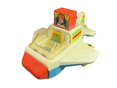SEE VIDEO ~ 80's Chicco Air Plane Toy ~ WORKS
