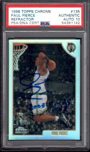 PAUL PIERCE 1998-99 Topps Chrome #135 Refractor PSA DNA 10 RC Autograph Auto