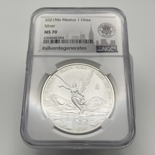 2021 Mo NGC MS 70 MEXICO 1 oz Silver Libertad Onza - Toning