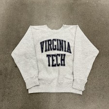 Vintage Virginia Tech Hokies NCAA Football 90s Gray Sweatshirt Size Medium
