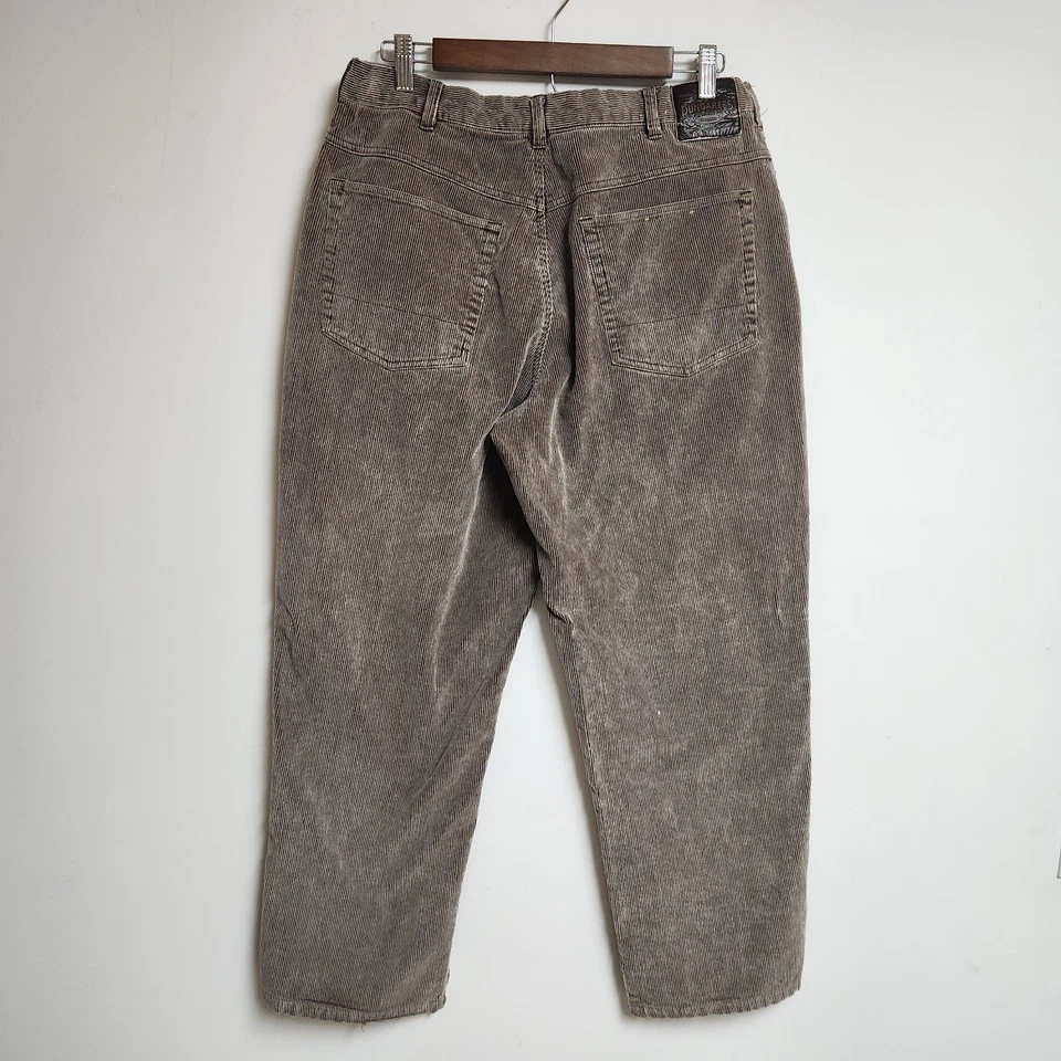 VTG LEE Dungares Mens 34x30 Corduroy Loose Wide Leg Brown Grunge Distressed Y2K - Image 3 of 4