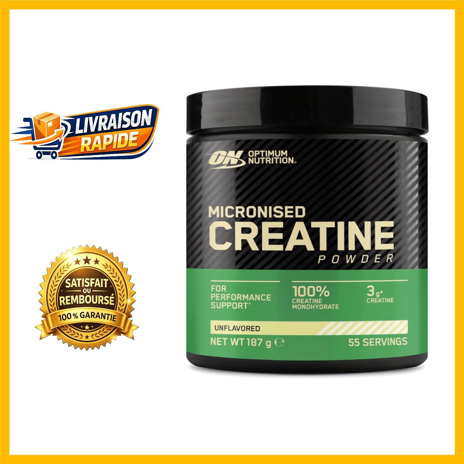 Créatine Optimum Nutrition résout la stagnation musculaire avec 187g de monohydrate pur
