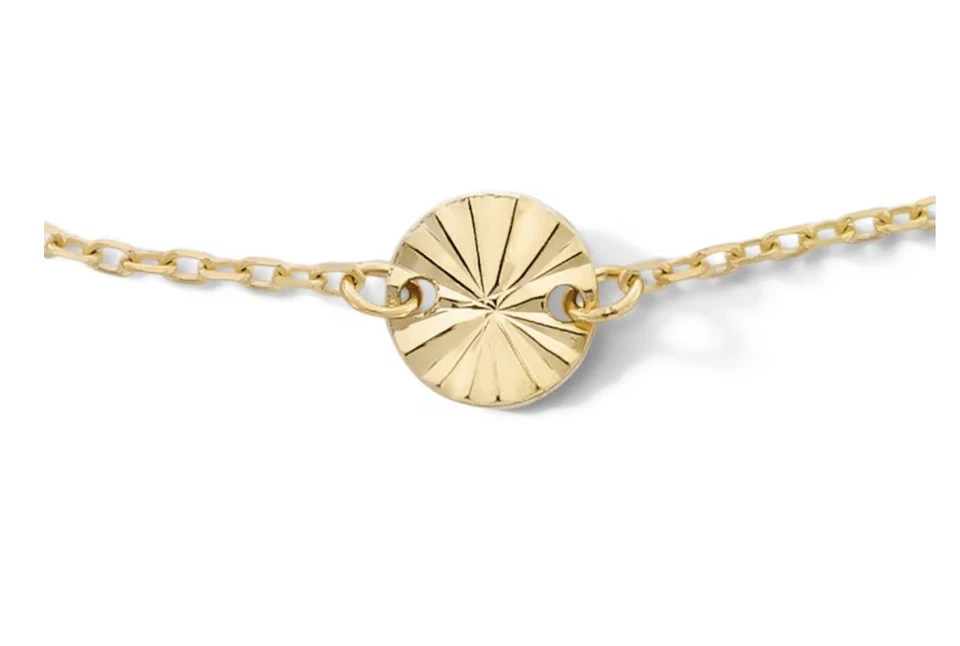 Tobillera de cadena de cable circular de oro macizo de 10K - 10" Foto 3 de 3