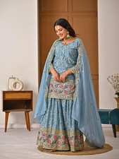 Salwar Kameez Indian Pakistani Wedding Party Wear Dress Bollywood Sharara Suit