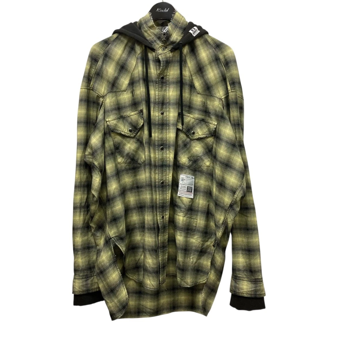 Felpa con cappuccio Maison Mihara Yasuhiro camicia a quadri usata 25S