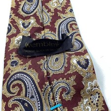 Wembley Men's Tie Burgundy Gold Paisley