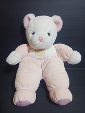 Vintage Eden White Pink Pastel Velour Plush 13  Teddy Bear Lovey HTF See Pics