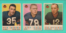 3- 1959 TOPPS CHICAGO BEARS #s 90 ZEKE BRATKOWSKI,96 STAN JONES,120 RICK CASARES