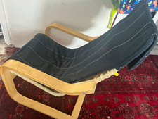 Black Indoor Lounge Chair Light Wood Frame w/ Cushion 80x60x100cm