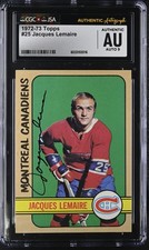 Jacques Lemaire Signed 1972-73 Topps Card #25 Canadiens CGC AU JSA 9 Auto