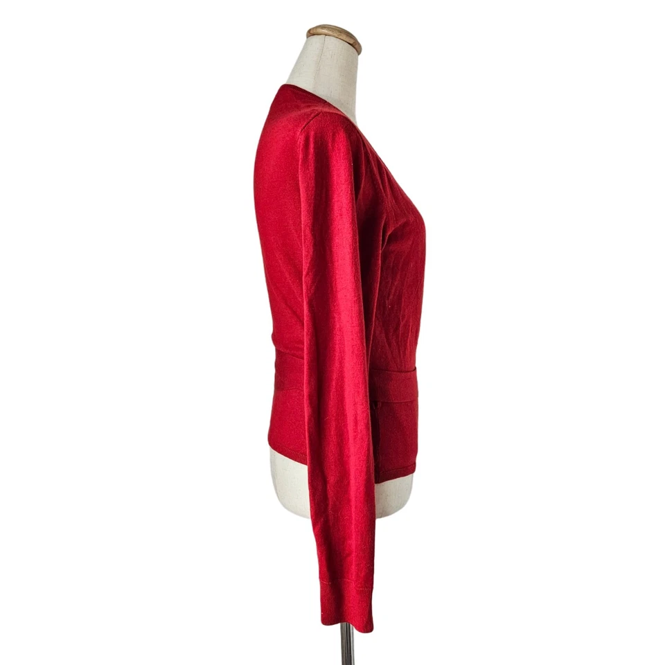 Diane Von Furstenberg Red Wrap Around Woman Cardigan - Image 2 of 4