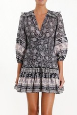 Zimmermann Amari Paisley Print Floral Corset Dress Navy  Size 1 RRP $795 Aus 10