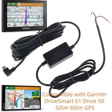 Hardwire Car Charger Power Cord For Garmin DriveSmart 61 Drive 50 50lm 60lm GPS