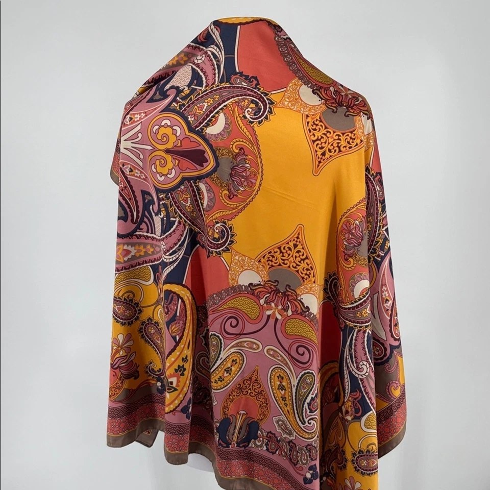 "Bufanda cuadrada Powder para mujer rosa sedoso moca cachemira poli satinado 39""" Foto 3 de 4