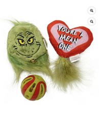 Dr. Seuss Grinch Cat Toy 3-Pack Catnip Ball With Bells and Crinkle Plush