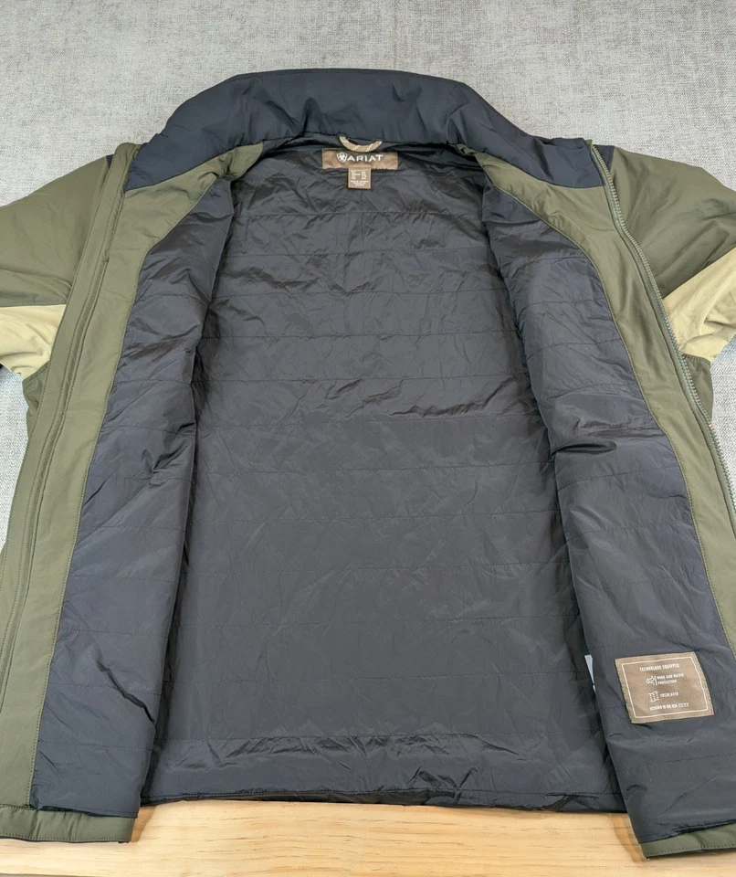 NWT Ariat Jacket Mens XXL Black Green Pioneer Stretch Shell Puffer Performance - Image 4 of 4