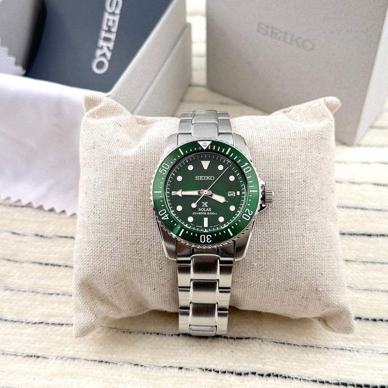 SEIKO Prospex Sea Automatic Watch SNE583 Green Dial Solar Dive Men's watch 38.5m