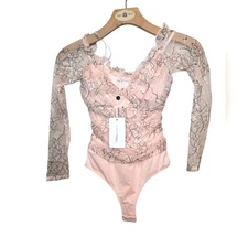 Lovers + Friends Etty Body Suit Color Soft Blush NEW Size XXS  Feminine Ballet