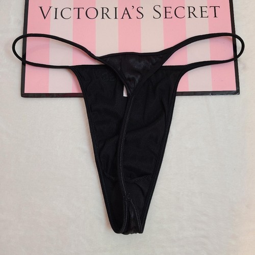 Rare VTG Victoria's Secret Second Skin Satin Bling V-string Thong Panty Size Lg - Picture 3 of 7