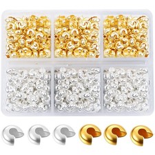 600 Pieces Crimp Bead Covers 4mm Open Half Round Crimp Bead Knot Cover Small ...