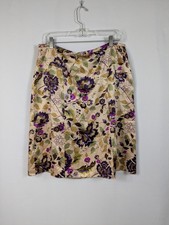 Vtg i.e. Silk Y2K Floral Midi Skirt Size 12 Fairy Ethical Romantic Artsy A044
