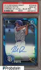 2016 Bowman Chrome DP Blue Refractor Hudson Potts RC Rookie AUTO /150 PSA 10