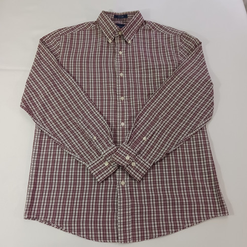 Camisa a cuadros roja y blanca con cuello abotonado Saddlebred para hombre talla mediana - Imagen 1 de 15