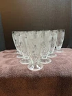 Set of 10 Vintage Clear Depression Iris & Herringbone 6" Footed Tumblers