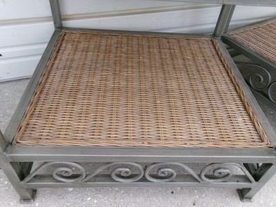 2 Wicker Pier 1 One Nightstands Bed Side Table Rattan Boho Pair