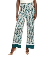 Gracia Floral Print Wide Leg Pant Women's Green S