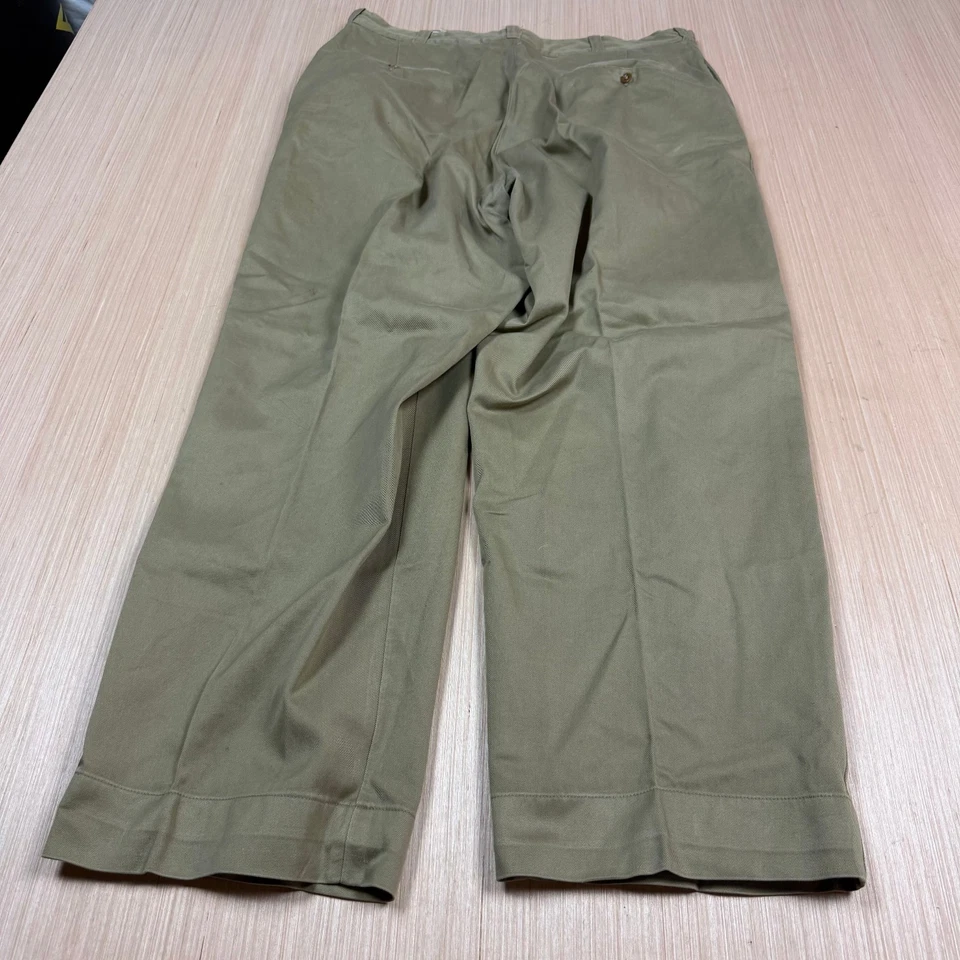 Vintage ww2 50s US Military Khaki 36x30 Officer Chino Trousers Pants button fly - Image 2 of 4