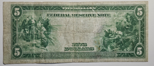 FR-875 1914 $5 F.R.N. OF CHICAGO (WHITE/MELLON) H38824275A - Picture 2 of 6
