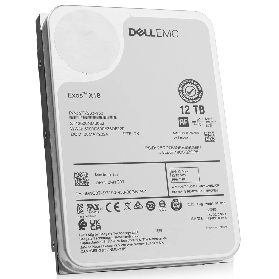 Seagate/Dell Exos X18 12TB 7.2K RPM SAS 12Gb/s 512e 3.5" HDD - ST12000NM006J - Image 3 of 4