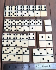 Vintage Puremco Marblelike Dominoes #616 White Standard Domino Set In Box Clean