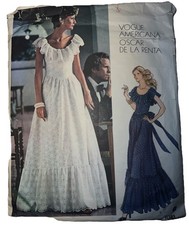 UNCUT-Vtg 70s Vogue Americana Dress 1043 Oscar De La Renta Sewing Pattern Sz 14