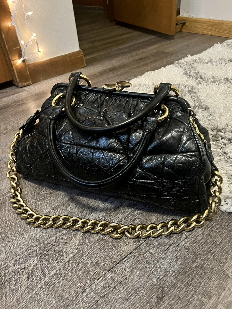 Quilted Kiss Lock Chain Crossbody Bag