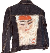 Upcycled Denim Jacket S Art To Wear Gypsy Festival HandPainted Artsy Abstract