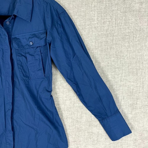 Country Road Womens Size 6 Blouse Blue Long Sleeve Waisted Button Up Pockets - Picture 4 of 20