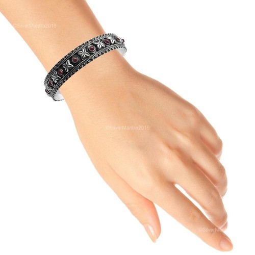 Natürliche Rubin 925 Sterlingsilber Sister Julie Geburt Jubiläum Armreif Schmuck - Bild 6 von 9