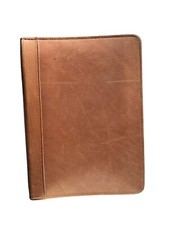 Rolodex Organizer Planner Distressed Cognac Leather Zip 3 Ring Pockets RO610
