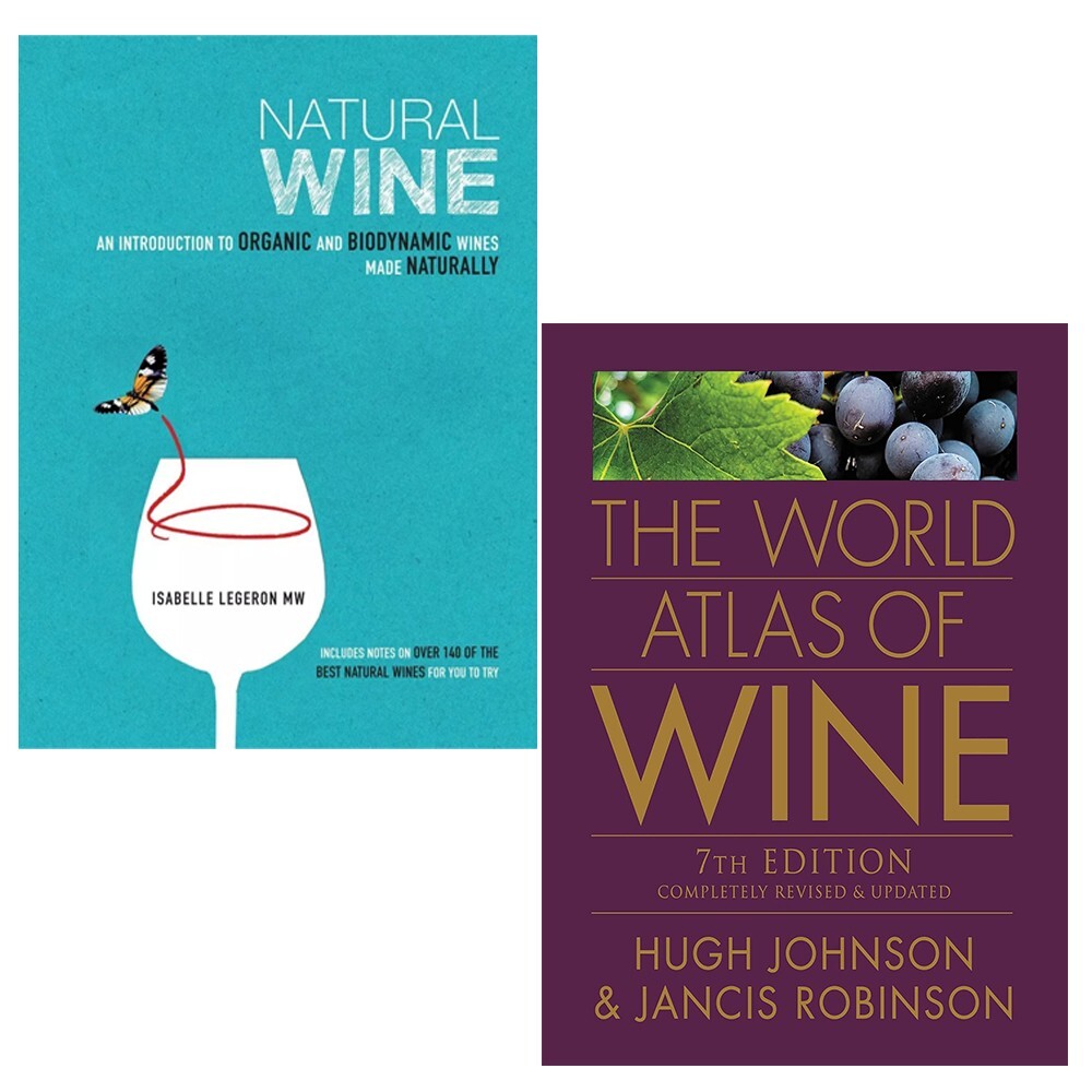 Natural Wine, World Atlas of Wine Hugh Johnson 2 Books Collection Set Hardcover