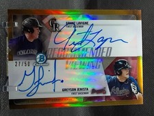GRANT LAVIGNE GREYSON JENISTA 2018 BOWMAN DRAFT GOLD DUAL AUTO #27/50 ROCKIES QQ
