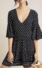 Anthropologie Faithfull the Brand Fresa Tunic Dress Navy Floral Womens 4 Boho