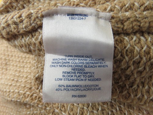 LANDS' END long line Cotton Blend Knit Beige cardigan Ladies Size L NEW - Picture 4 of 6