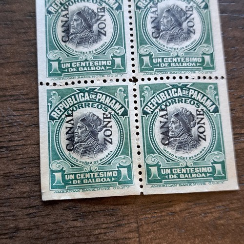 Vintage Canal Zone Stamps Scott #38b Booklet Pane of 6 Green In Sleeve - Picture 2 of 7