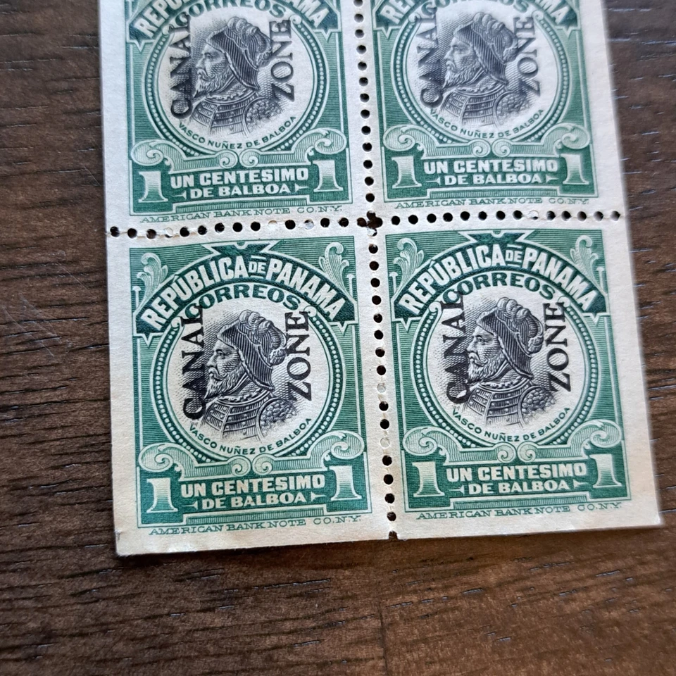 Vintage Canal Zone Stamps Scott #38b Booklet Pane of 6 Green In Sleeve - Image 2 of 4