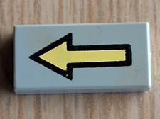 Lego Fliese 1x2 alt hellgrau bedruckt Pfeil gelb 3069p06 Kachel Zubehör 6931