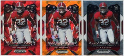 2021 Prizm Draft Picks Dylan Moses #190 Orange/Red Cracked Ice & Base - All 3