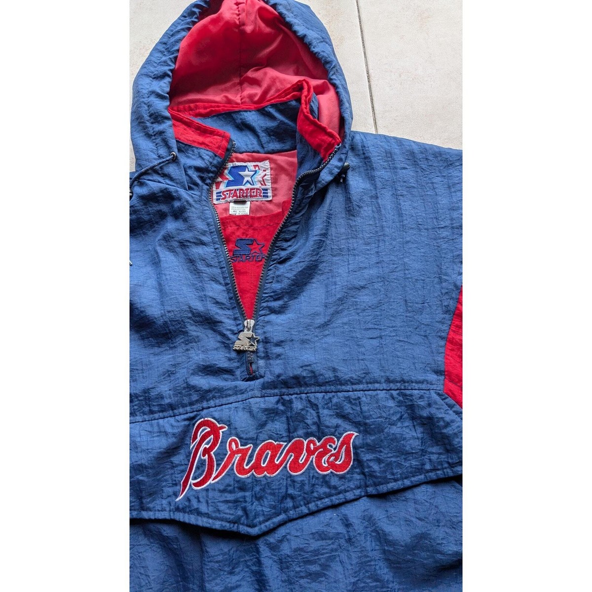 Atlanta Braves 90s STARTER puffer 1/2 jacket TOMAHAWK zip M
